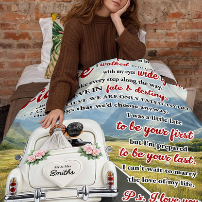 To My Fiancé: Our Journey of Love - Personalized Custom Blanket