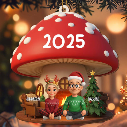 Customizable Christmas Mushroom Ornament With Tree And Presents