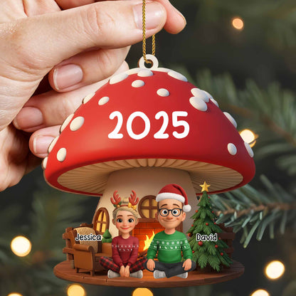Customizable Christmas Mushroom Ornament With Tree And Presents