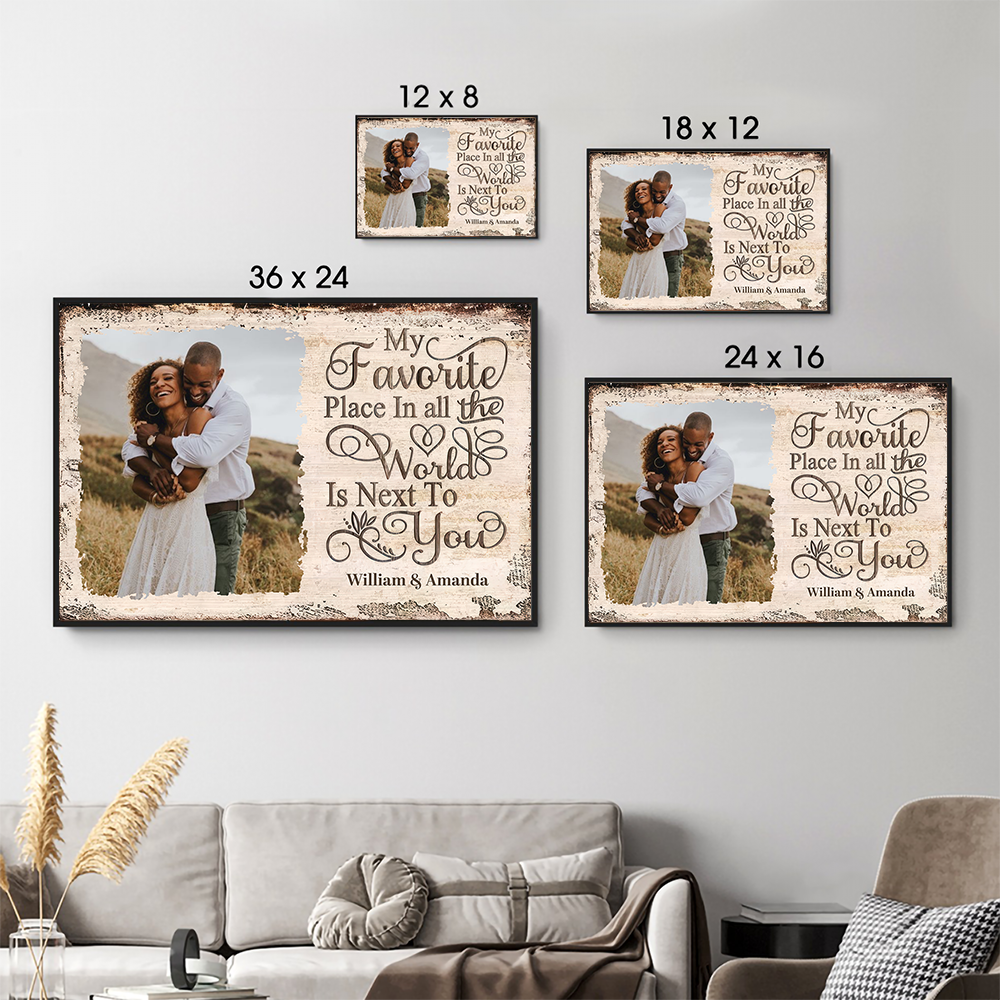 Personalized Custom Couples Photo My Favorite Place Poster / Canvas - Custom Valentine Anniversary Family Gift