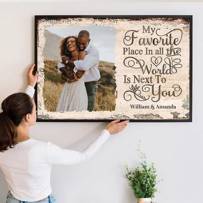 Personalized Custom Couples Photo My Favorite Place Poster / Canvas - Custom Valentine Anniversary Family Gift