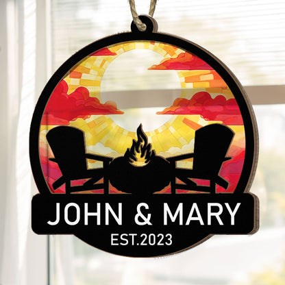 Camping Partners Gift For Couple Husband Wife - Personalized Suncatcher Ornament