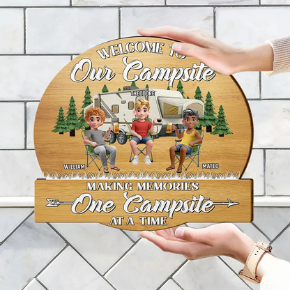 Welcome To Our Camper - Personalized Custom Wood Sign for Camping Besties