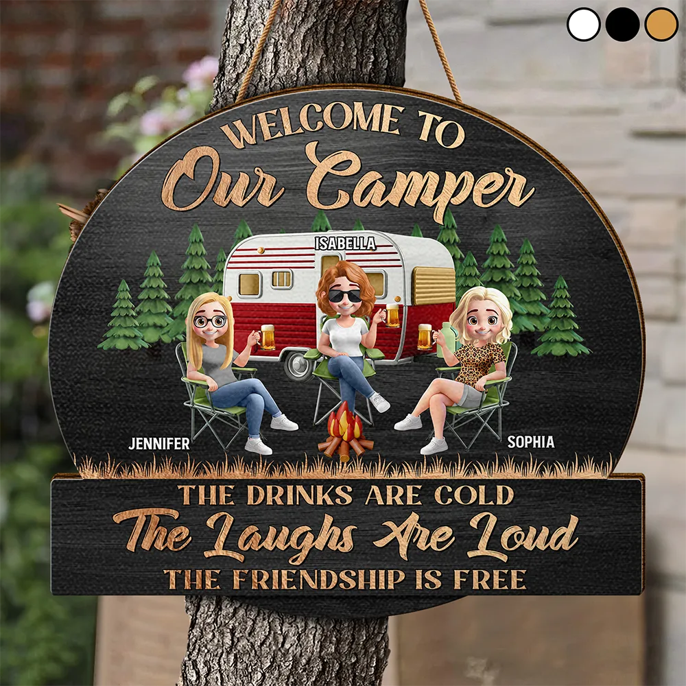Welcome To Our Camper - Personalized Custom Wood Sign for Camping Besties