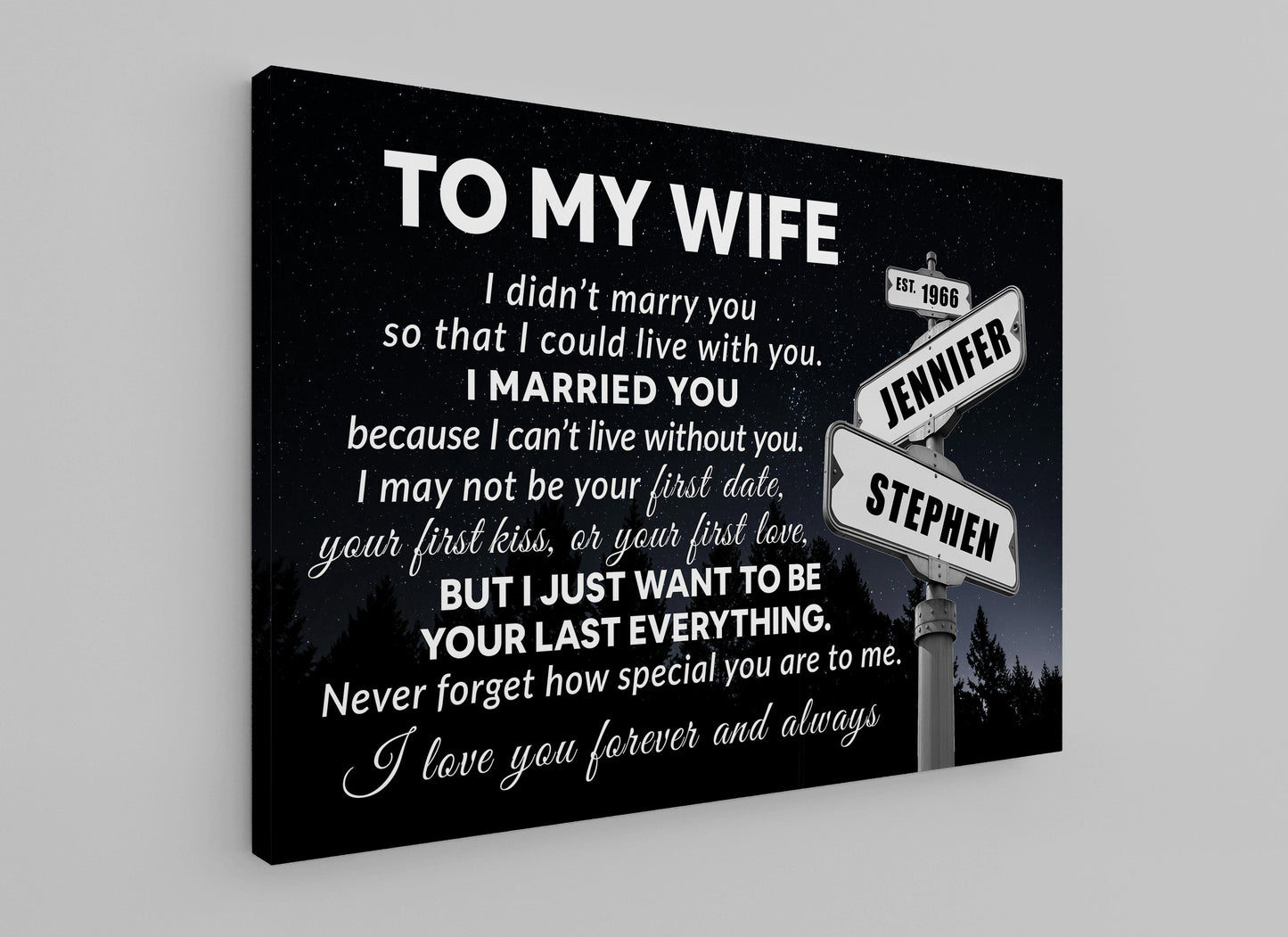 “I Can’t Live Without You” - Personalized Canvas / Poster For Wife