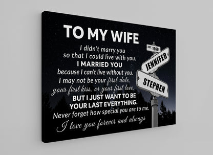 “I Can’t Live Without You” - Personalized Canvas / Poster For Wife
