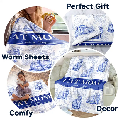 Cat Mom Cat Mum - Personalized Fleece Blanket, Sherpa Blanket