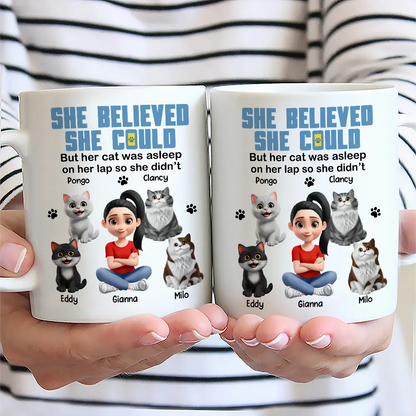 Cat Lovers,Cat Mom,Funny - Cat Mom Funny She Believed She Could - Personalized Mug