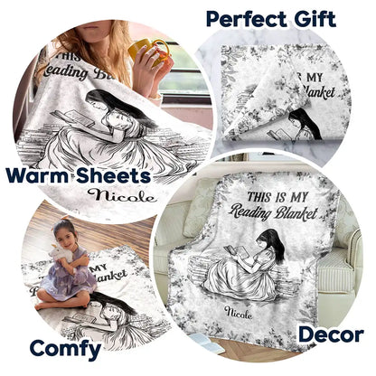 Reading, Gift For Women, Happy - Chinoiserie Toile This Is My Reading Blanket - Personalized Fleece Blanket, Sherpa Blanket