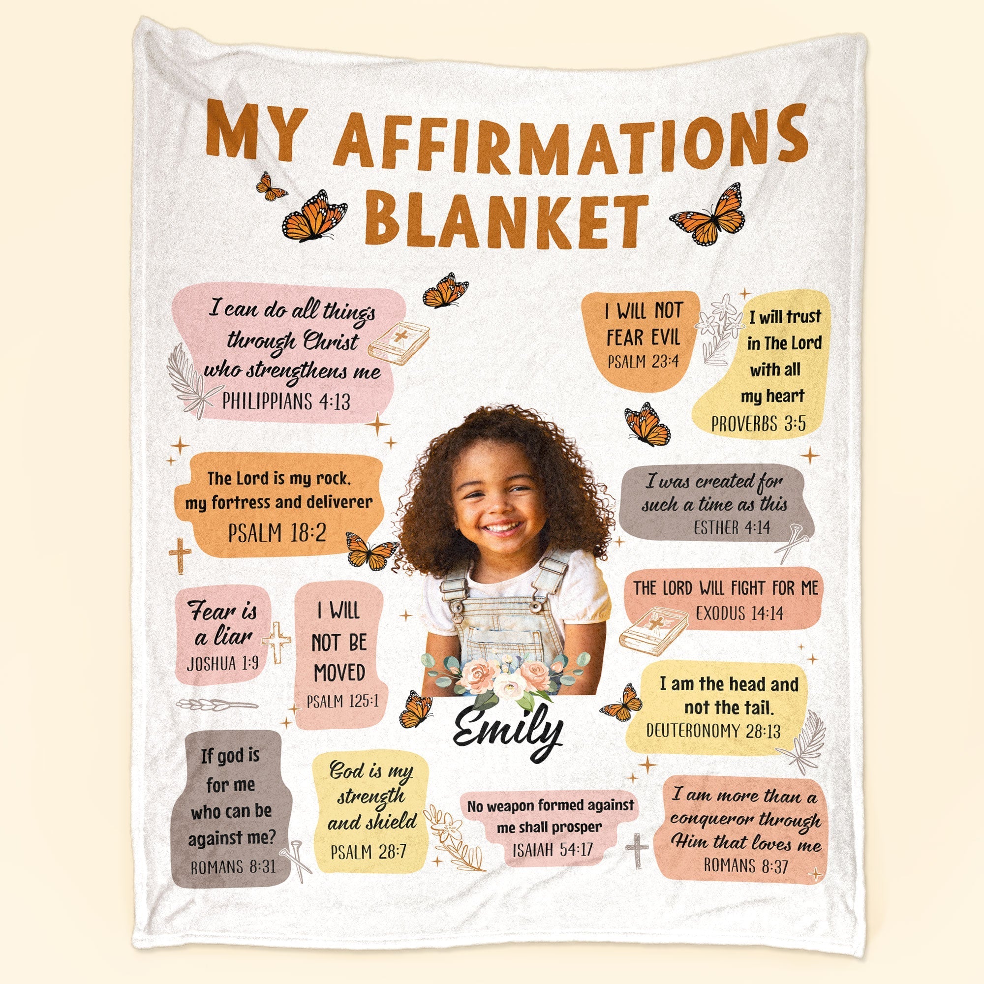 Christian Bible Verse Affirmations - Personalized Custom Photo Blanket