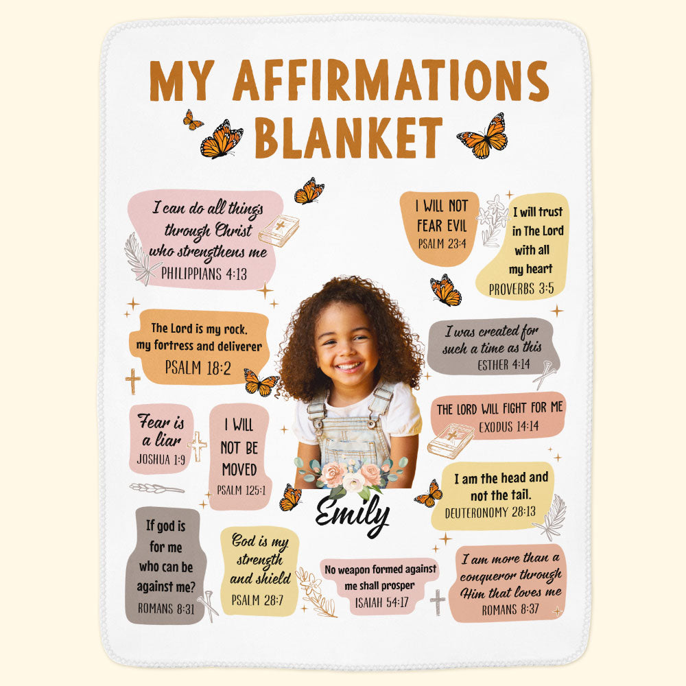 Christian Bible Verse Affirmations - Personalized Custom Photo Blanket
