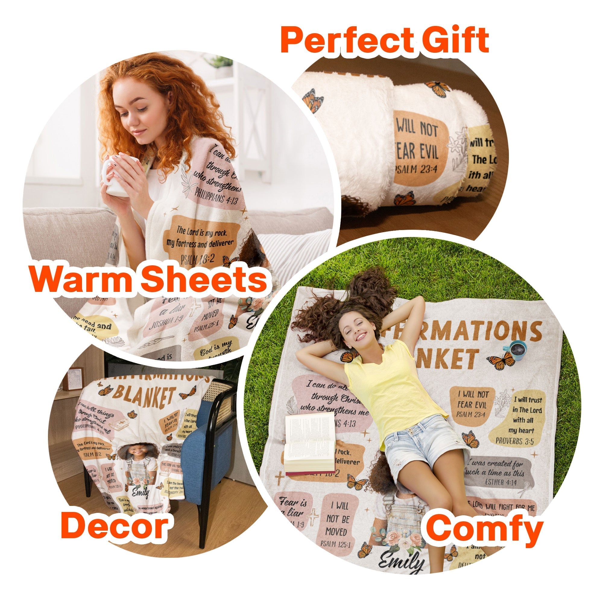 Christian Bible Verse Affirmations - Personalized Custom Photo Blanket