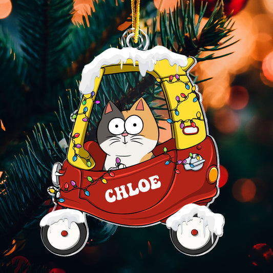 Custom Pet Christmas Car Ornament - Personalized Cat Name Keepsake