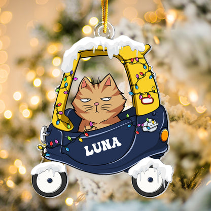 Christmas Cat In Car - Personalized Acrylic Ornament