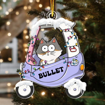 Christmas Cat In Car - Personalized Acrylic Ornament