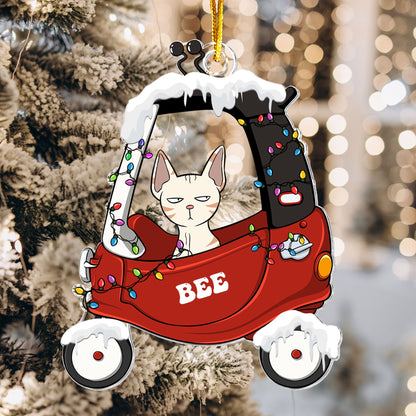 Christmas Cat In Car - Personalized Acrylic Ornament