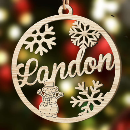 Christmas Custom Family & Pets Names - Personalized Custom Shaped Wooden Ornament