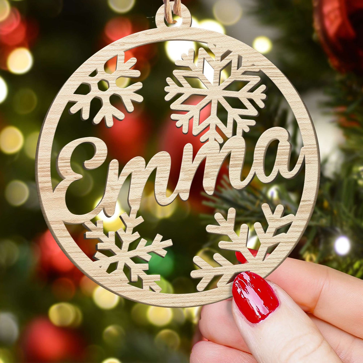 Christmas Custom Family & Pets Names - Personalized Custom Shaped Wooden Ornament