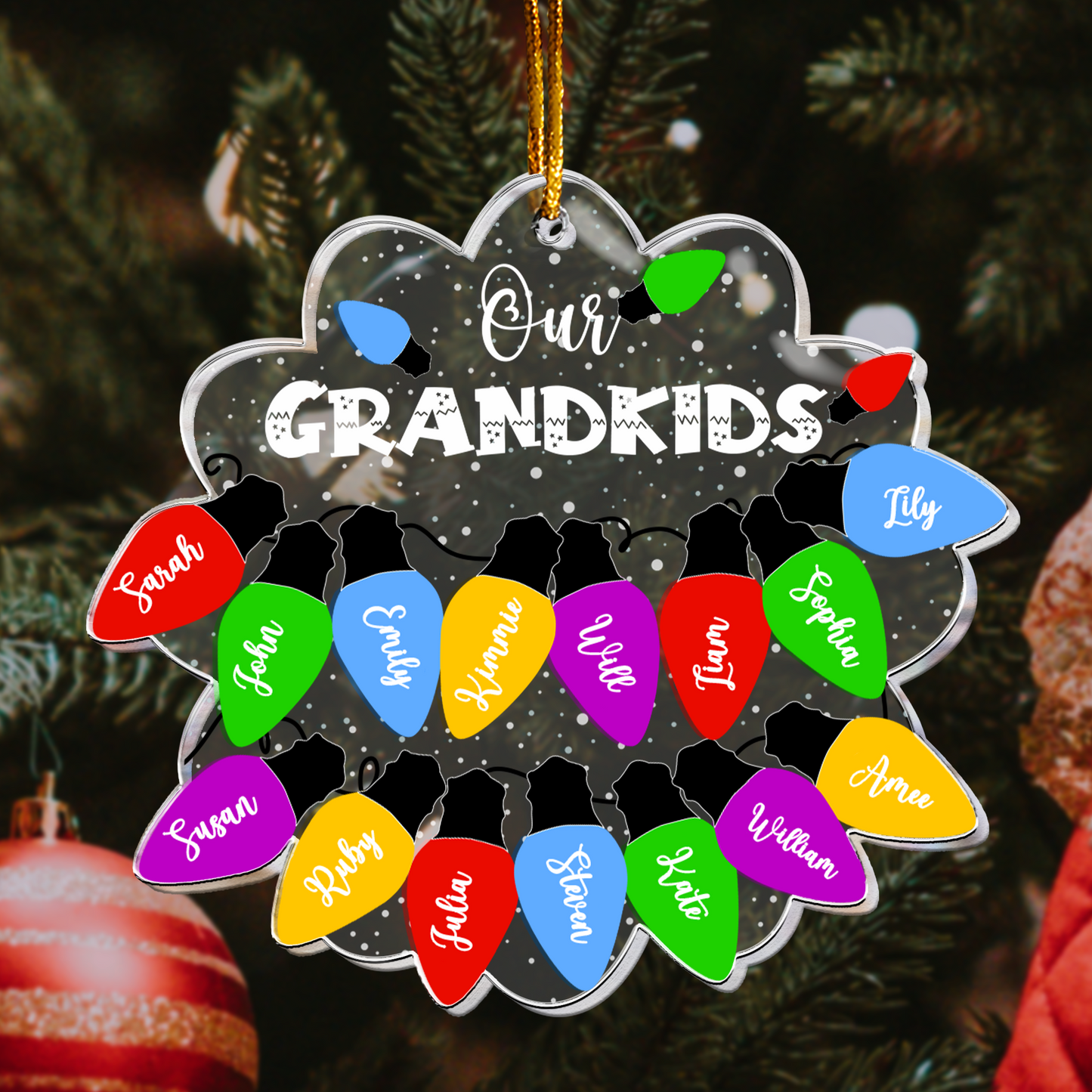 Christmas Light Custom With Names For Grandma, Family, Friends - Personalized Acrylic Ornament