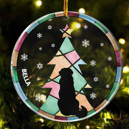 Christmas Tree Black Backside Dog - Personalized Acrylic Ornament