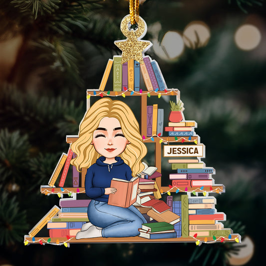 Personalized 'Merry Bookmas' Christmas Tree Ornament for Book Lovers
