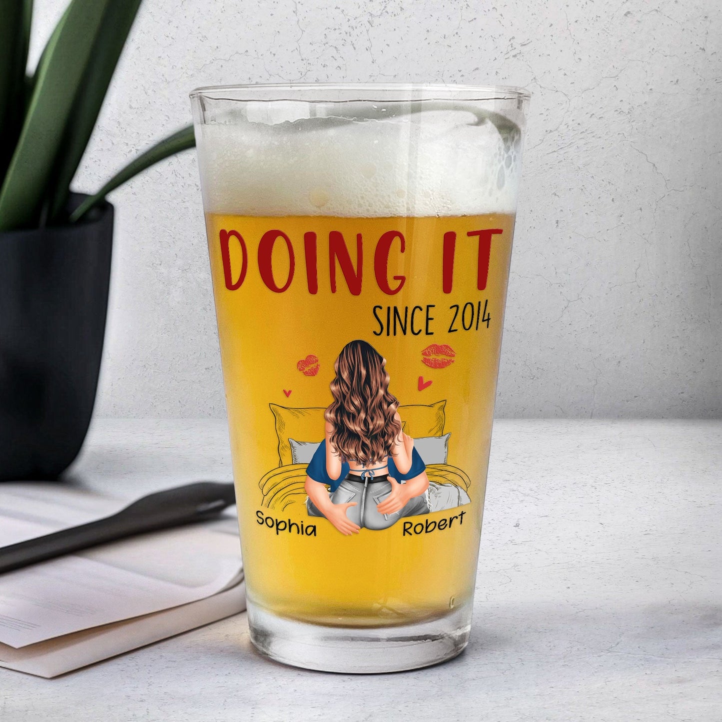 Congrats On Being My Husband (Doing It Since) - Personalized Funny Beer Glass for Husband