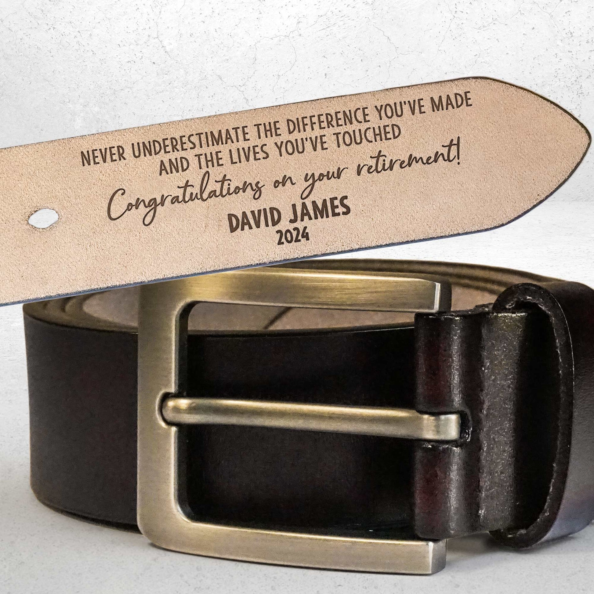 Congratulations on Your Retirement - Personalized Engraved Leather Belt