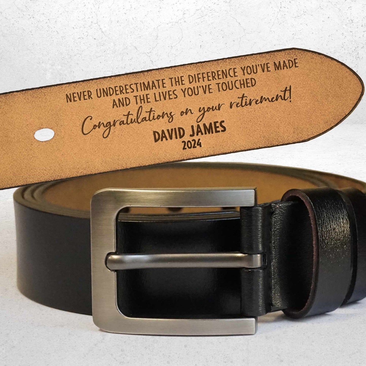 Congratulations on Your Retirement - Personalized Engraved Leather Belt