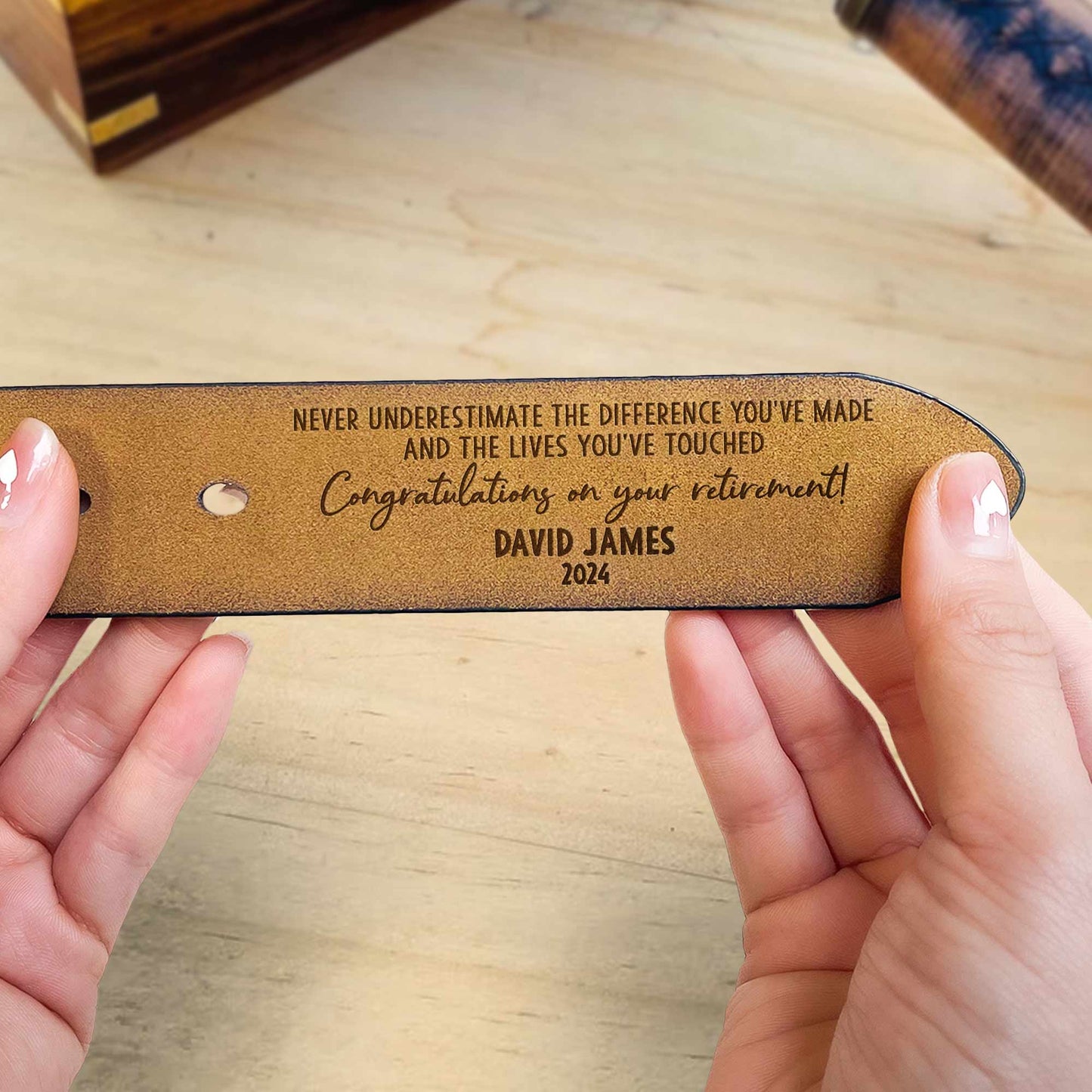 Congratulations on Your Retirement - Personalized Engraved Leather Belt