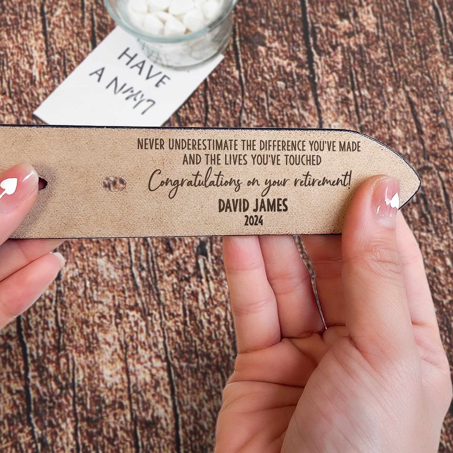 Congratulations on Your Retirement - Personalized Engraved Leather Belt