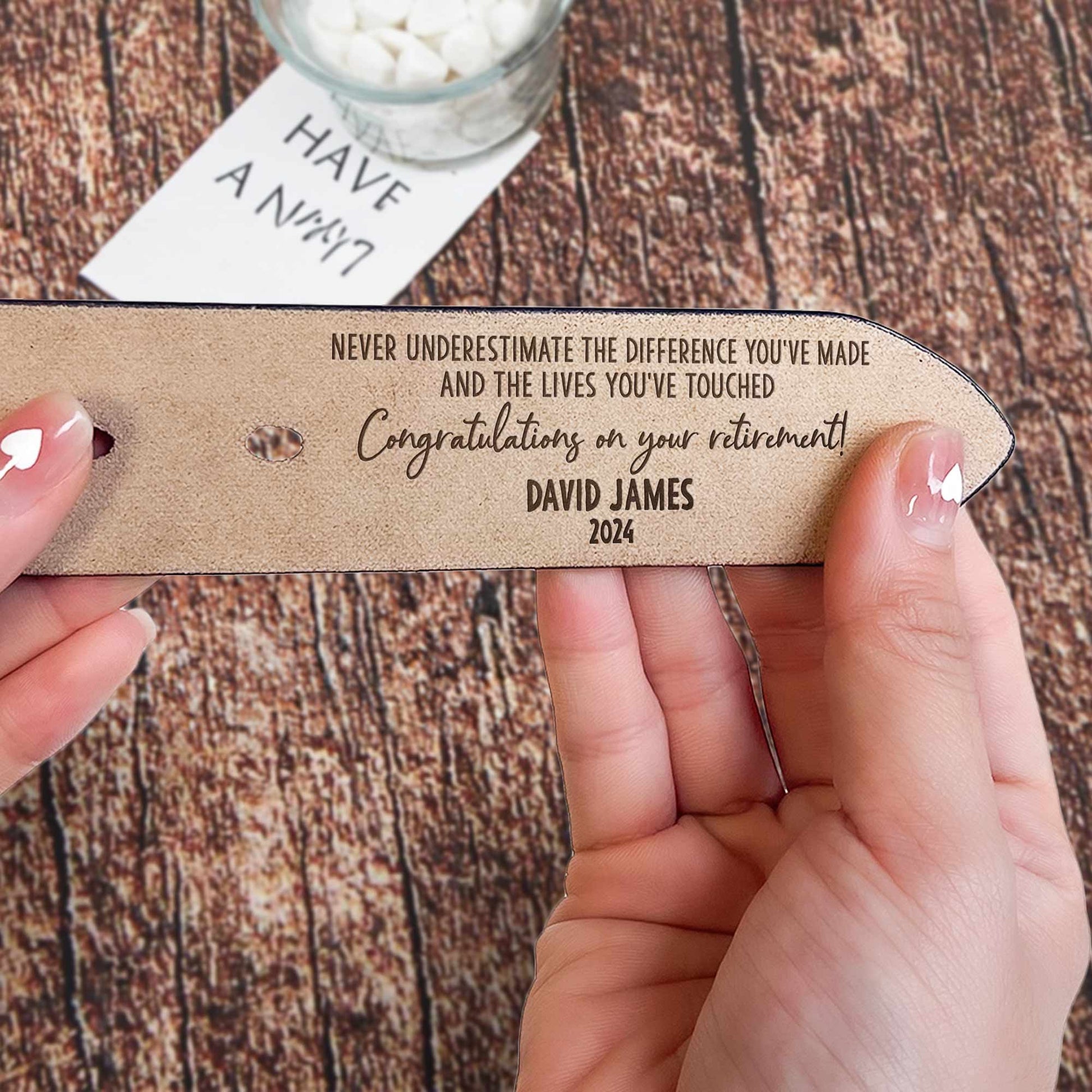 Congratulations on Your Retirement - Personalized Engraved Leather Belt