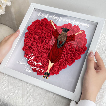 Congratulation Graduate A Sweet Ending - Personalized Flower Shadow Box