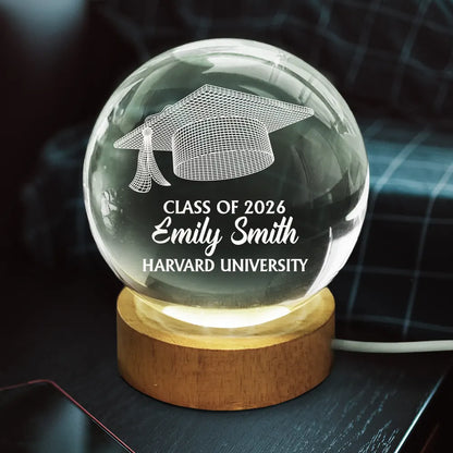 Gift For Yourself,Gift For Women,Gift For Men,Graduation,Happy,Top Market - Congratulations Graduate - Personalized Crystal Globe Lamp