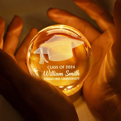 Gift For Yourself,Gift For Women,Gift For Men,Graduation,Happy,Top Market - Congratulations Graduate - Personalized Crystal Globe Lamp