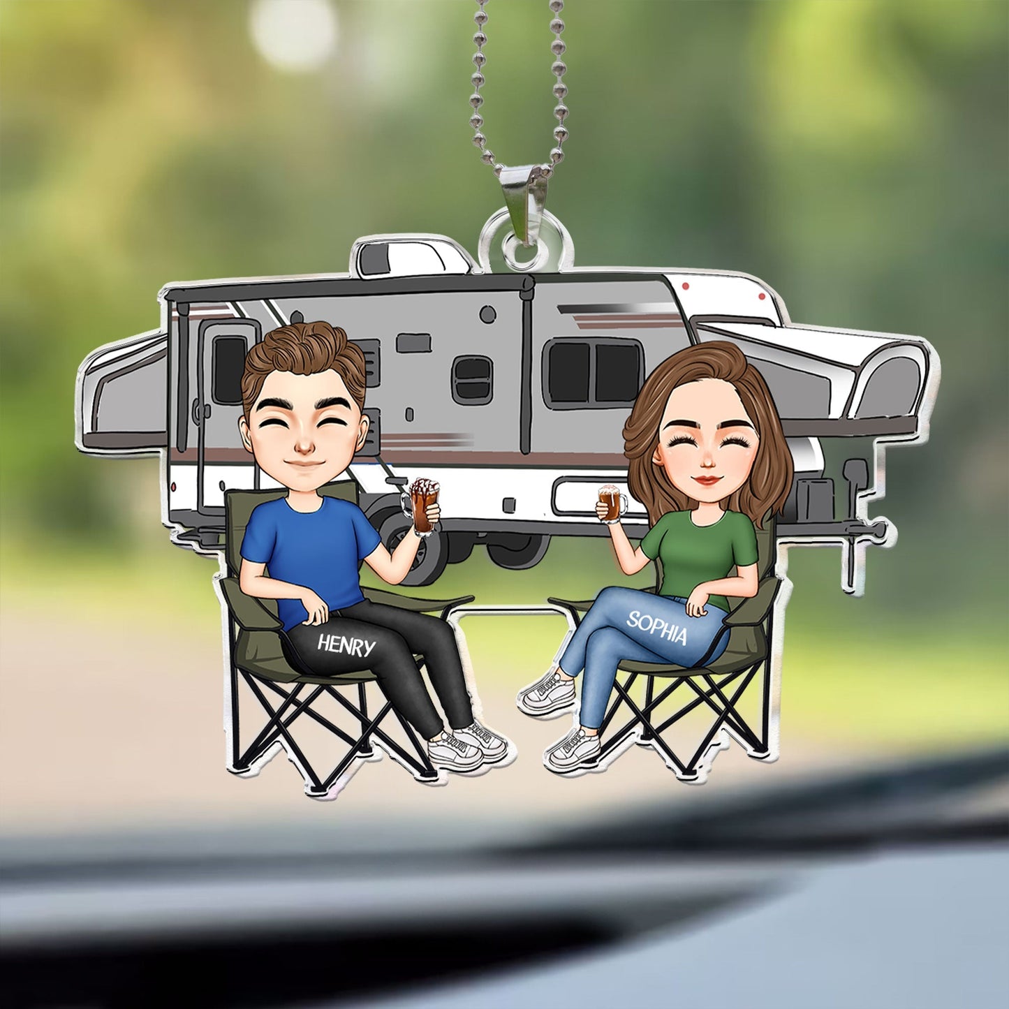 Couple Camping - Personalized Car Ornament