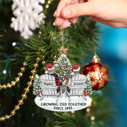 Gift For Couples, Old Couples ,Gift For Husband, Gift For Wife, Love - Couple Growing Old Together Since - Personalized Custom Shaped Acrylic Ornament