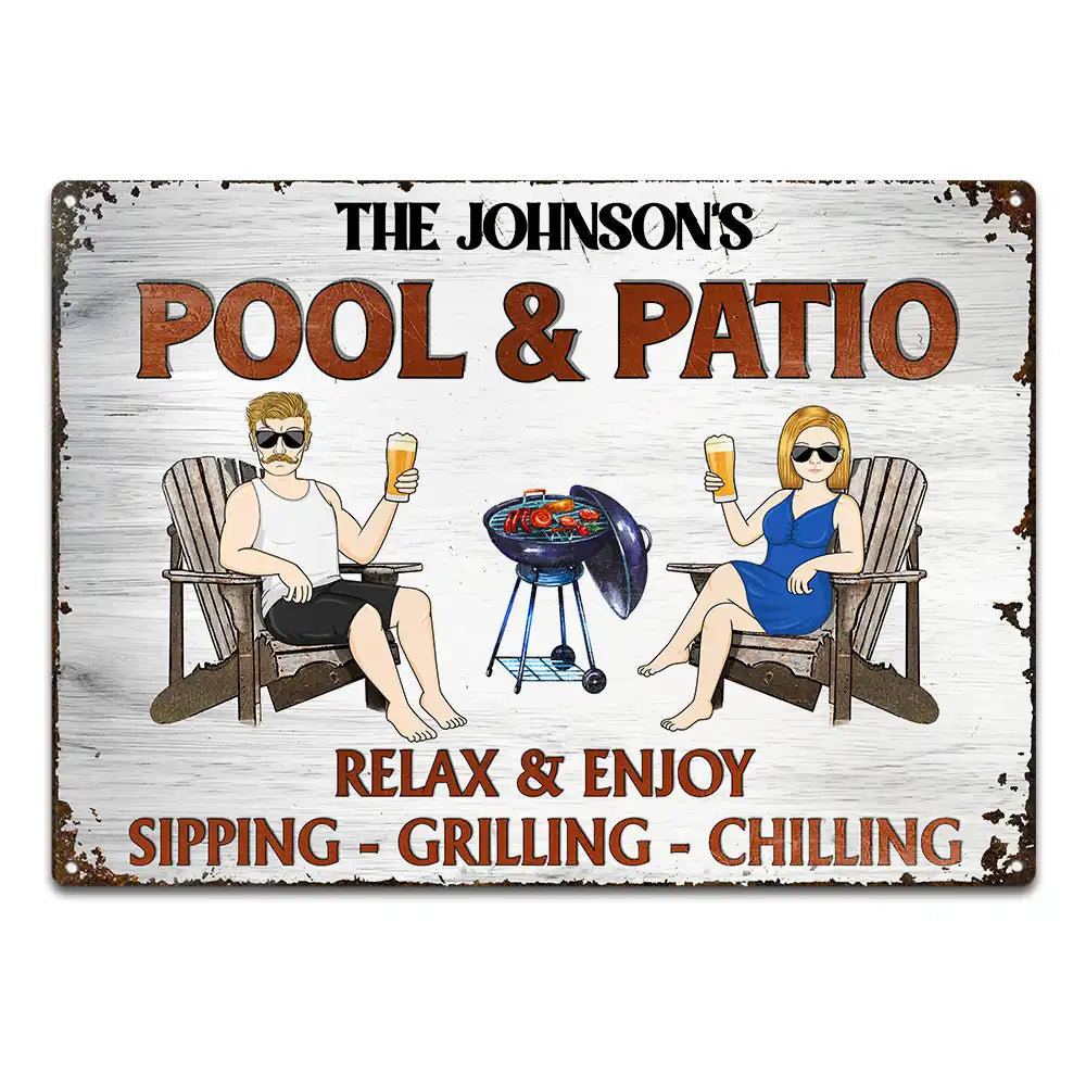 Custom "Your Happy Place" Metal Sign - Personalized Couple Outdoor Decor