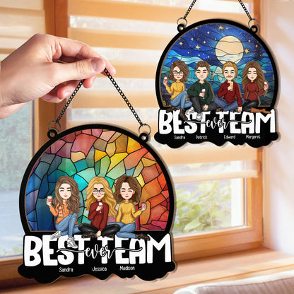 Coworker Best Team Ever - Personalized Window Hanging Suncatcher Ornament