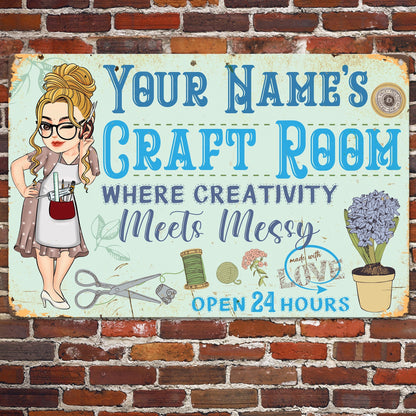 Personalized Craft Room Metal Sign personalization view for Mom