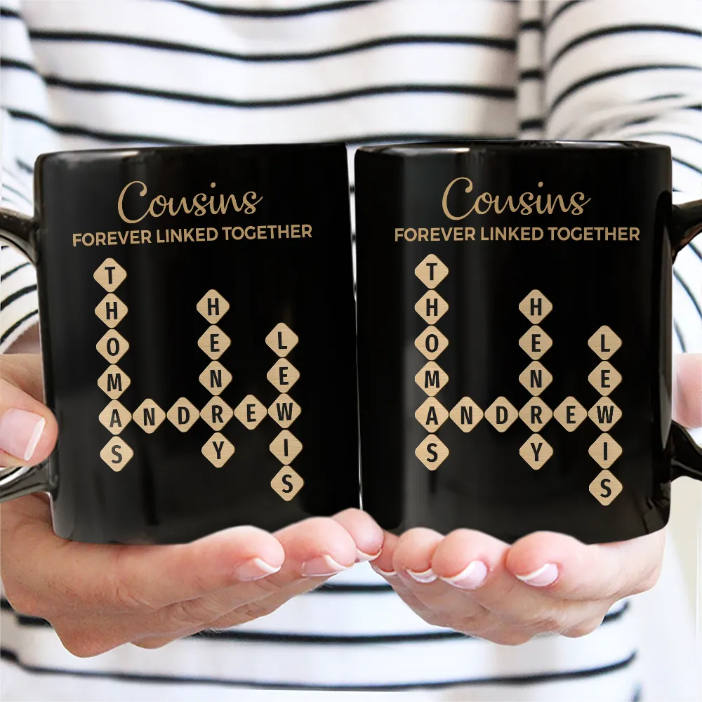 Mug material and size view - Personalized Sibling Crossword Mug