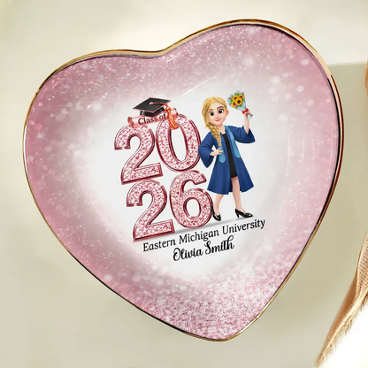 Personalized Crystal Effect Ring Dish - Graduation Gift for Him & Her