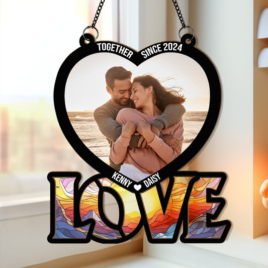 Personalized 'Together Since' Suncatcher: Custom Couple Photo & Names Gift