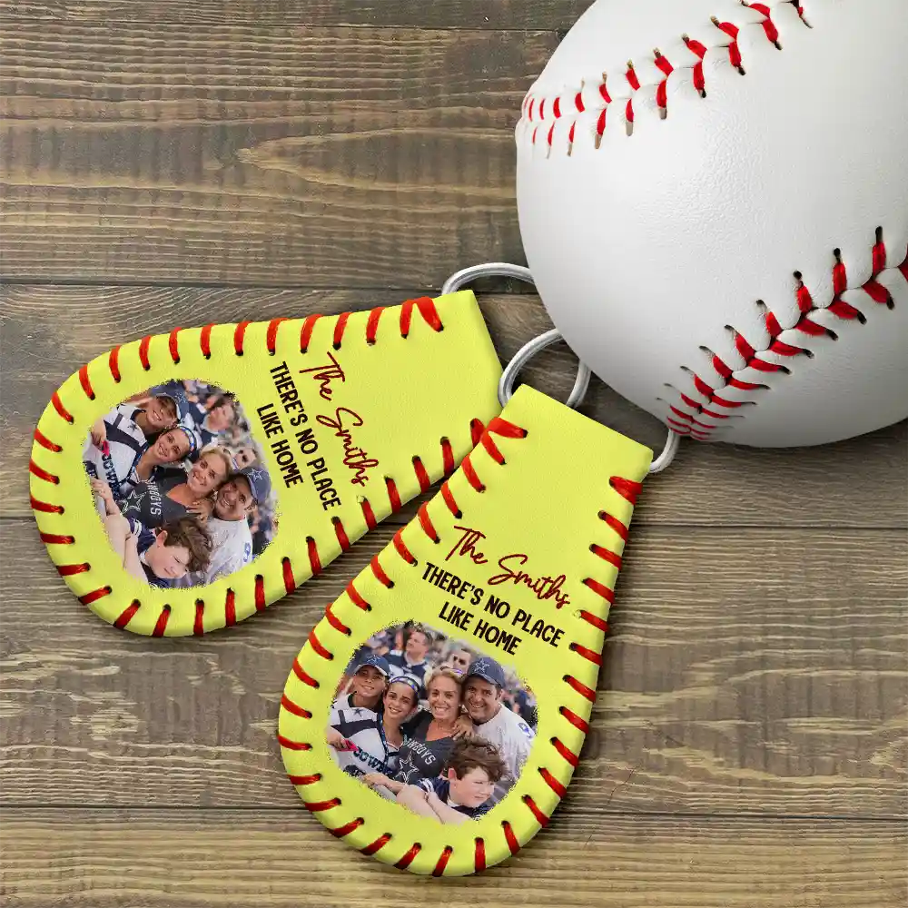 Keychain material and size view - Custom Photo Baseball Keychain