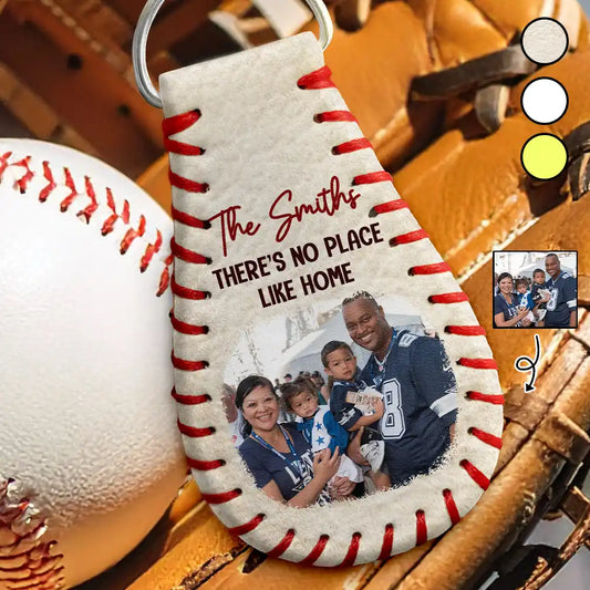 Custom Photo Baseball Keychain for Dad with personalized design details for meaningful gifting