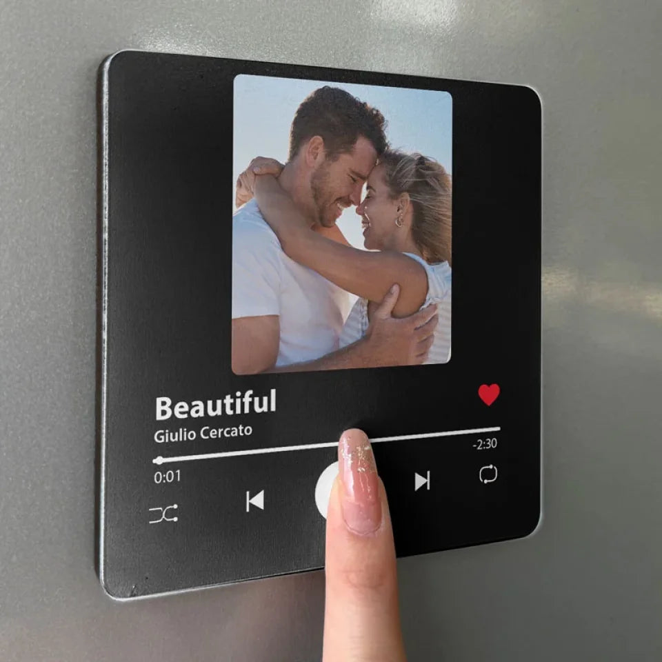 Personalized Music Fridge Magnet - Custom Photo & Favorite Song