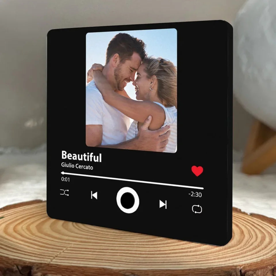 Personalized Music Fridge Magnet - Custom Photo & Favorite Song
