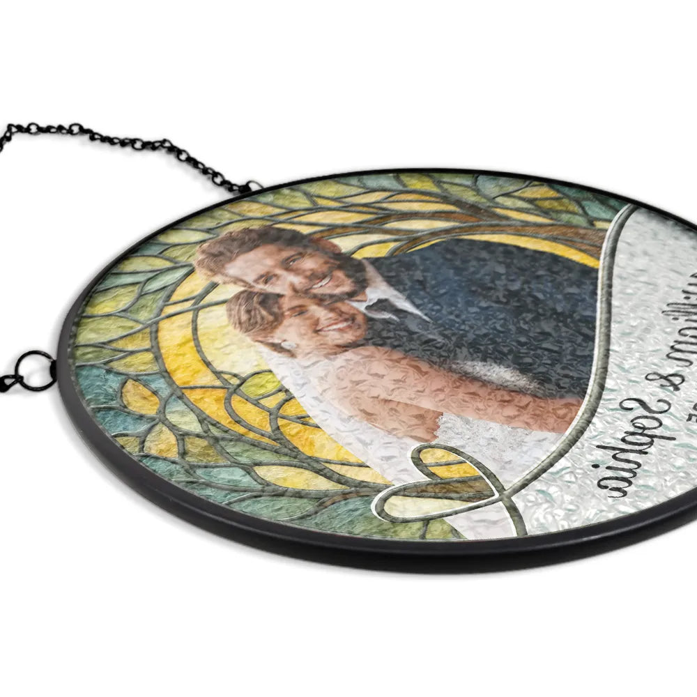 Personalized Stained Glass Window Suncatcher for Couples with personalized design details for meaningful gifting image 6