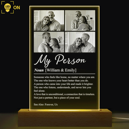 Custom Photo,Gift For Couples,LGBT,Old Couples,Gift For Women,Gift For Men,Gift For Husband,Gift For Wife,Gift For Boyfriend,Gift For Girlfriend,Love - Custom Photo Couple My Person Definition - Personalized 3D Led Light Wooden Base