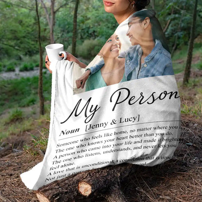 Custom Photo,Gift For Couples,LGBT,Old Couples,Gift For Women,Gift For Men,Gift For Husband,Gift For Wife,Gift For Boyfriend,Gift For Girlfriend,Love - Custom Photo Couple My Person Definition - Personalized Fleece Blanket, Sherpa Blanket