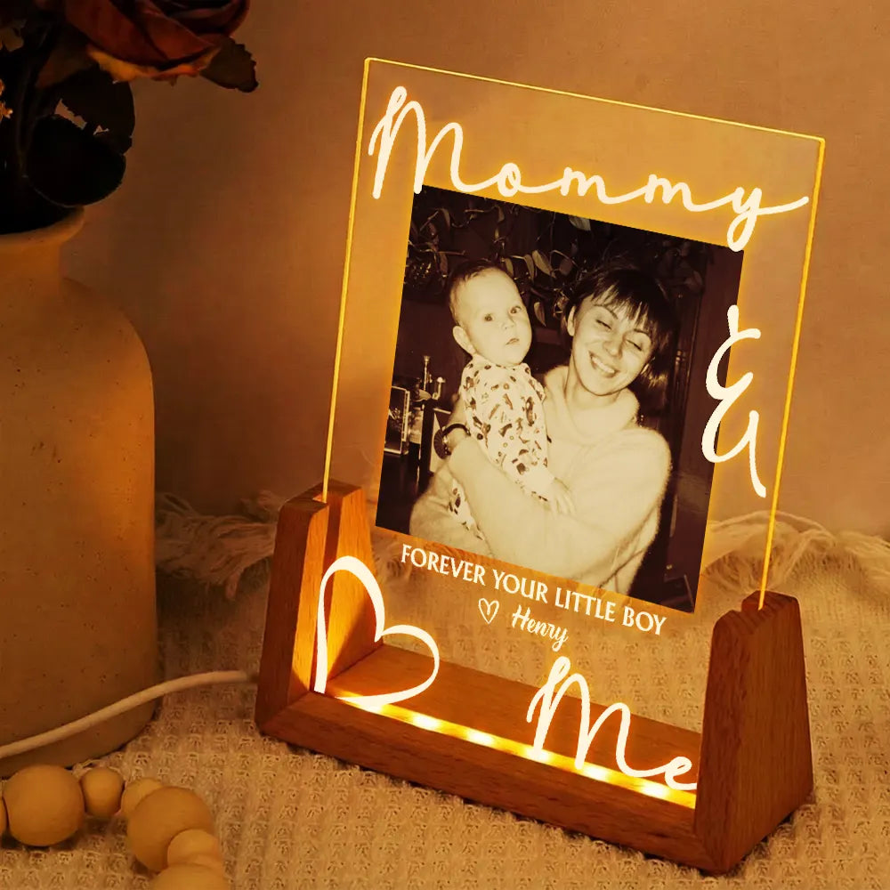 Gift For Father,Gift For Mother,Custom Photo,Love - Custom Photo Daddy Mommy Forever Your Little Baby - Personalized Night Light
